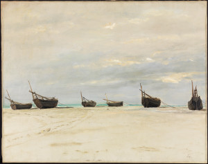 Boats on the Beach at Berck, ca. 1876.